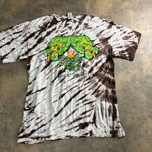 Dyenomite Bare Hands Brewery T-Shirt Mens M Brown Tie Dye Dragon Craft Beer IPA